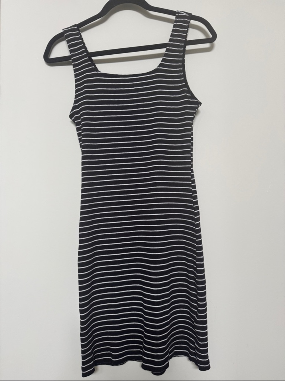 Divided Black & White Striped Midi Tank Dress